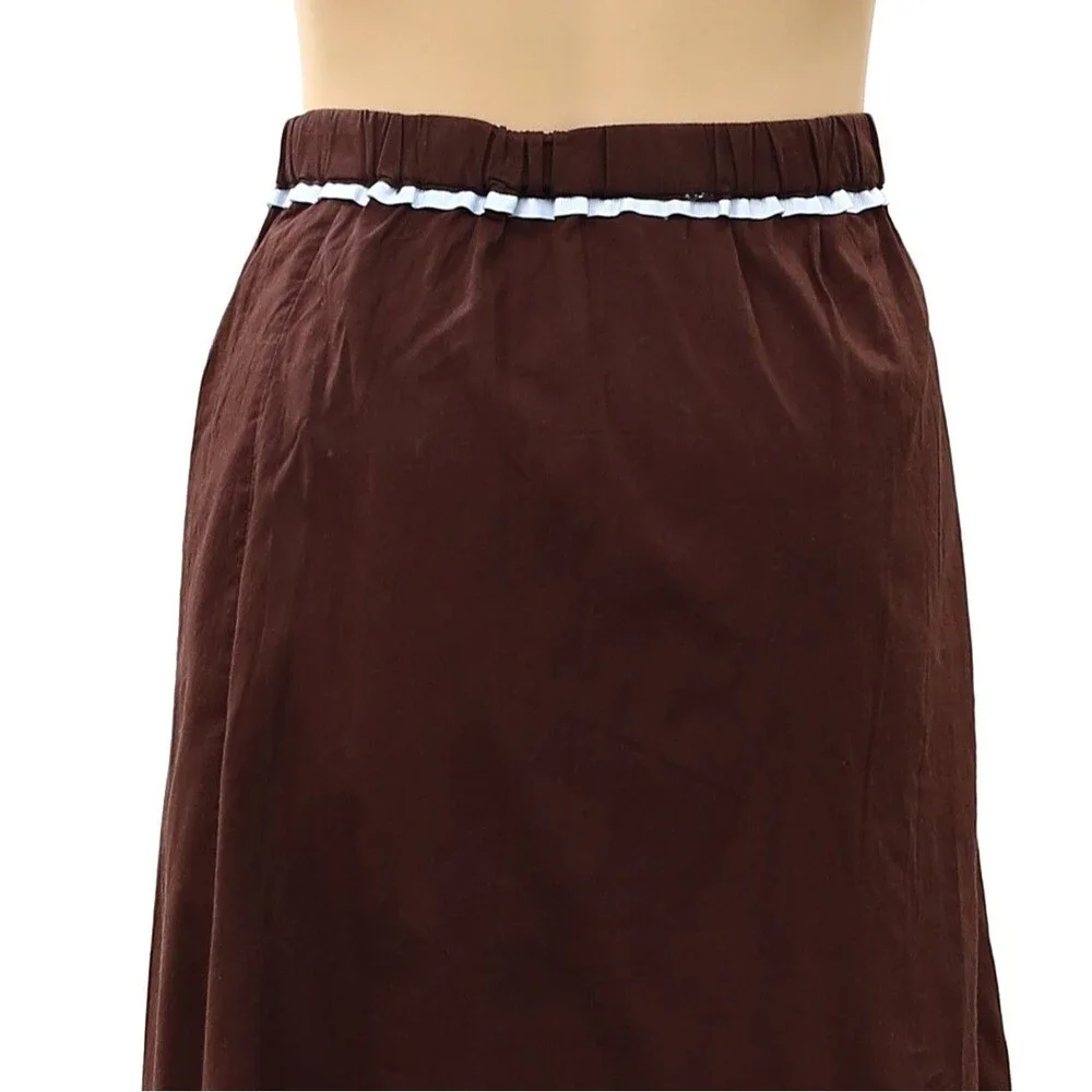 Free People Candy Cane Lane Women's Midi Skirt Pull-On Solid Brown XL 289027